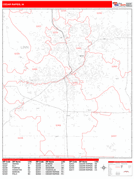 Cedar Rapids Digital Map Red Line Style